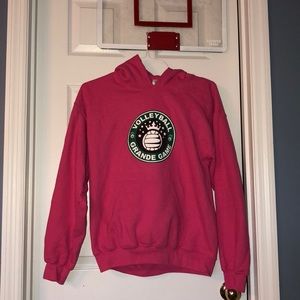 Pink sweatshirt with volleyball Starbucks theme